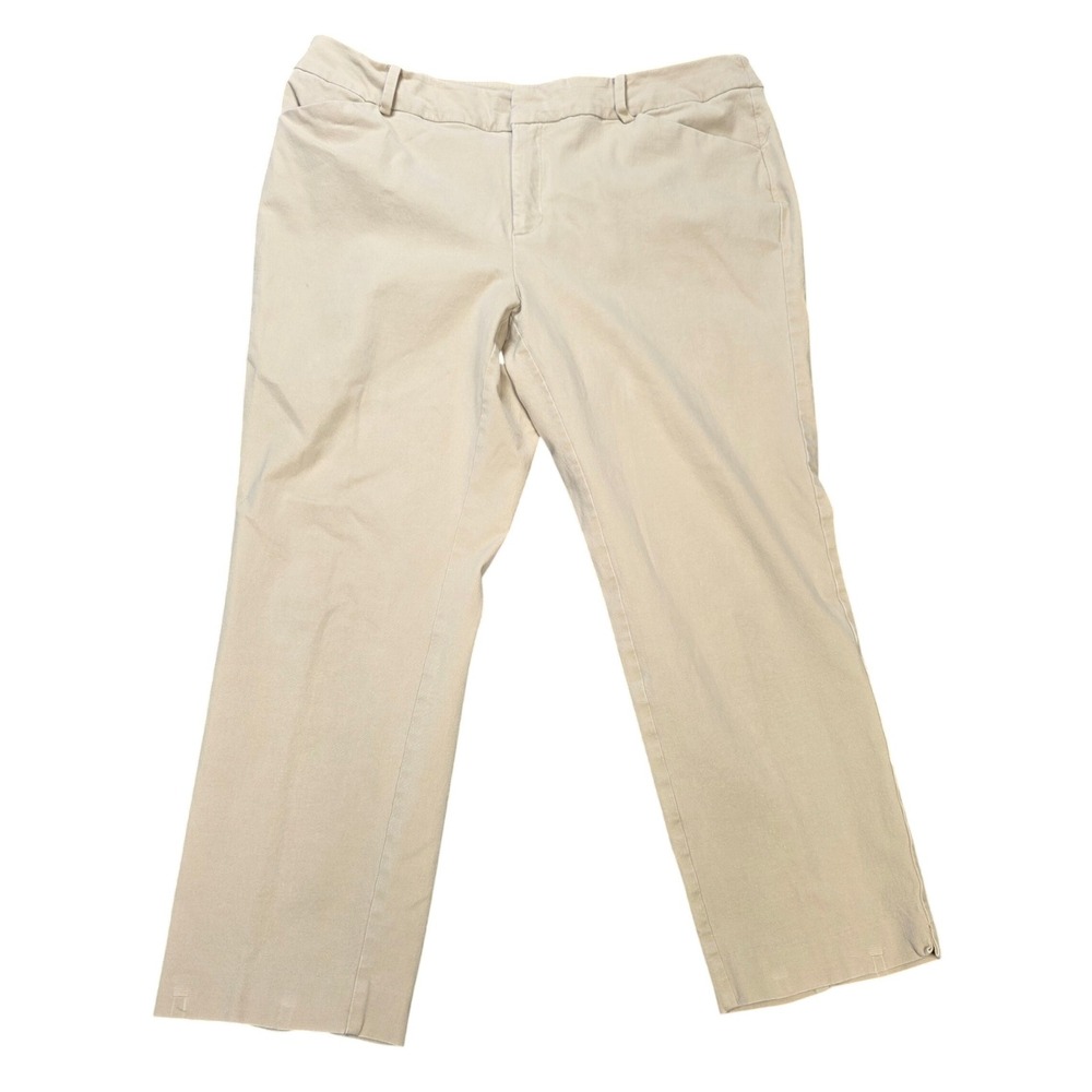 Charter Club Newport Slim Crop Pants Women's Size 16 Tan Khaki Stretch Chino